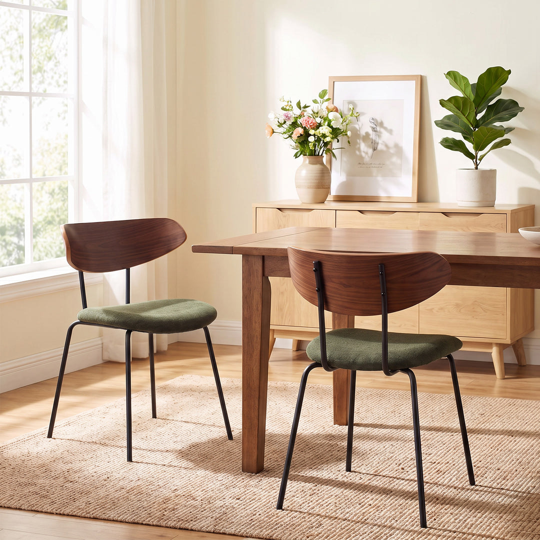 YOUNIKE Mid Century Modern Dining Chairs Set of 2 Sculpted Curved Wood Backrest