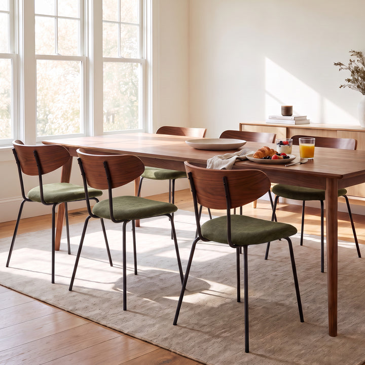 YOUNIKE Mid Century Modern Dining Chairs Set of 2 Sculpted Curved Wood Backrest
