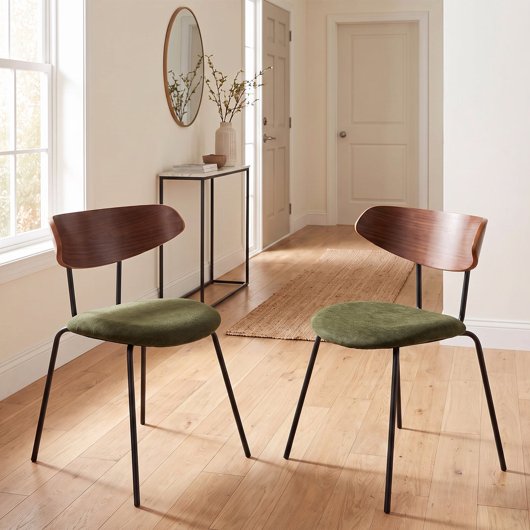 YOUNIKE Mid Century Modern Dining Chairs Set of 2 Sculpted Curved Wood Backrest
