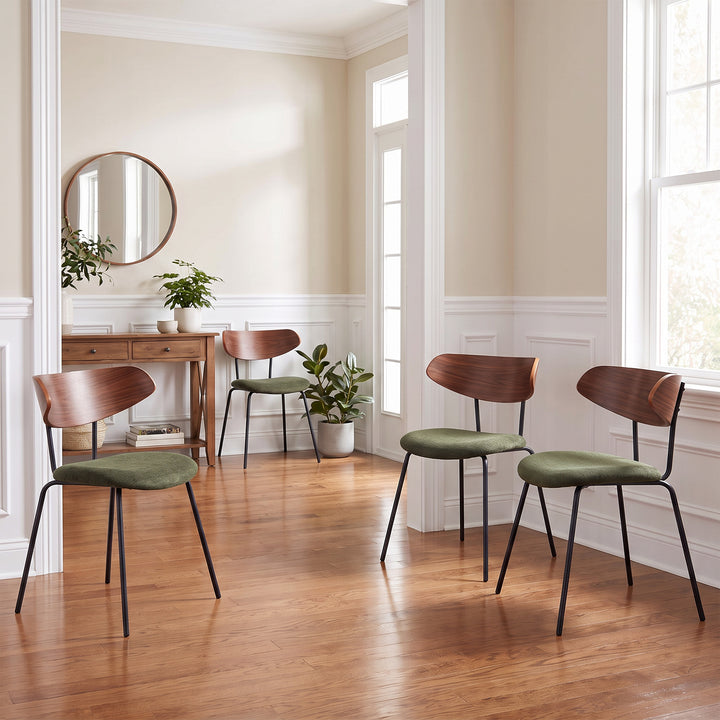 YOUNIKE Mid Century Modern Dining Chairs Set of 2 Sculpted Curved Wood Backrest