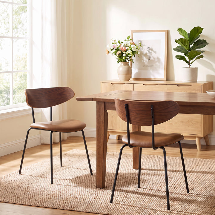 YOUNIKE Mid Century Modern Dining Chairs Set of 2 Sculpted Curved Wood Backrest