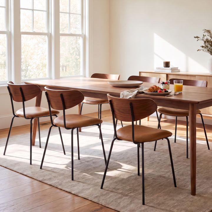 YOUNIKE Mid Century Modern Dining Chairs Set of 2 Sculpted Curved Wood Backrest