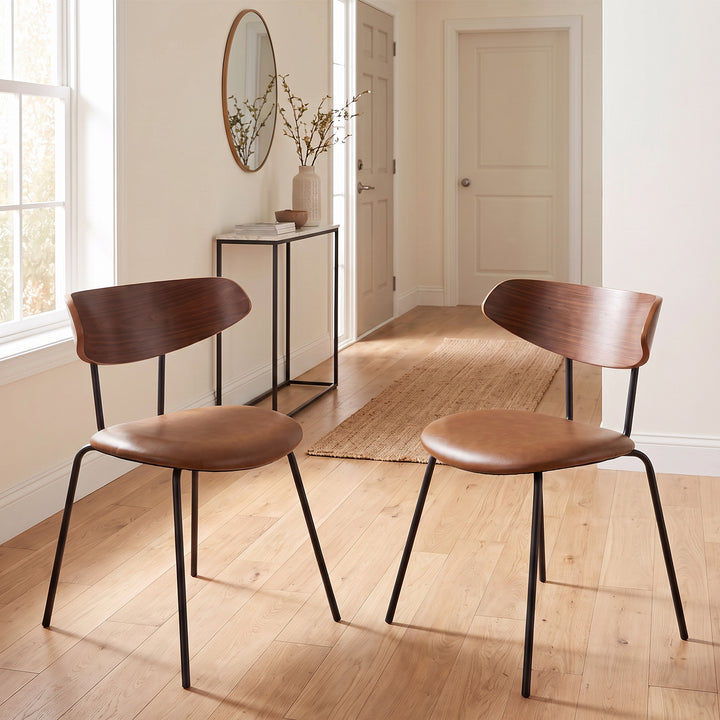 YOUNIKE Mid Century Modern Dining Chairs Set of 2 Sculpted Curved Wood Backrest