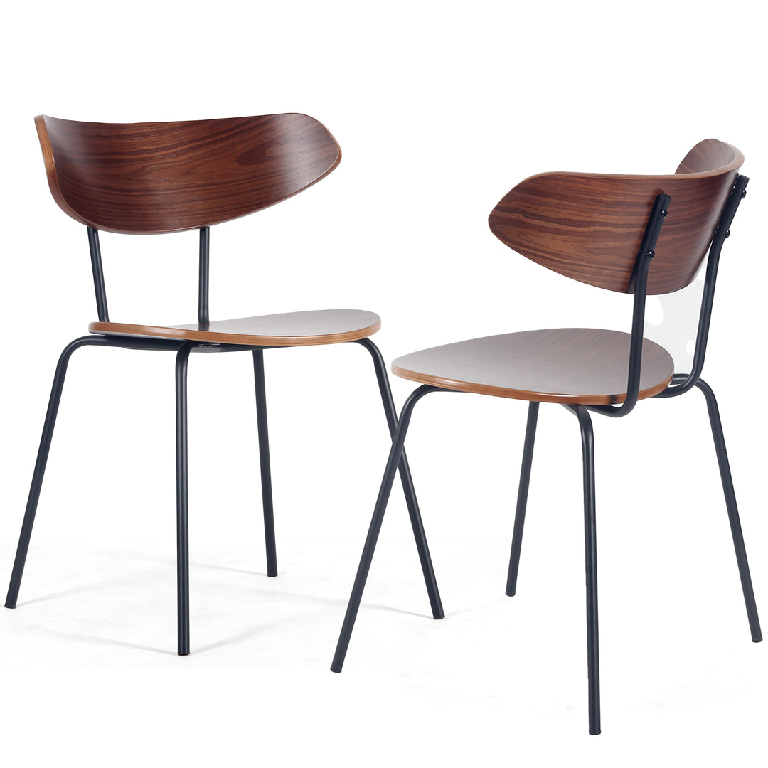 YOUNIKE Mid Century Modern Dining Chairs Set of 2 Sculpted Curved Wood Backrest
