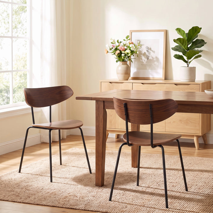 YOUNIKE Mid Century Modern Dining Chairs Set of 2 Sculpted Curved Wood Backrest