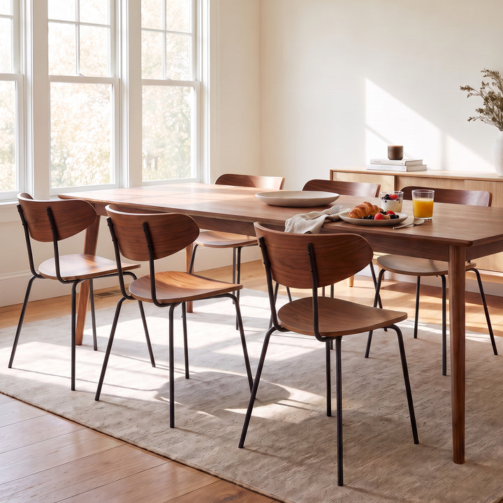 YOUNIKE Mid Century Modern Dining Chairs Set of 2 Sculpted Curved Wood Backrest