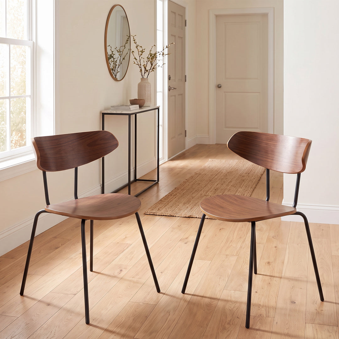 YOUNIKE Mid Century Modern Dining Chairs Set of 2 Sculpted Curved Wood Backrest
