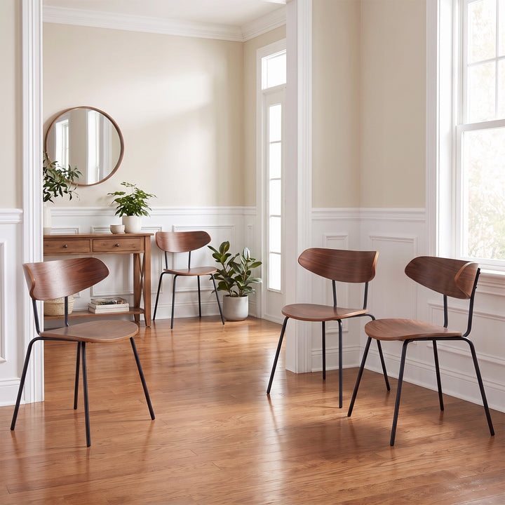 YOUNIKE Mid Century Modern Dining Chairs Set of 2 Sculpted Curved Wood Backrest