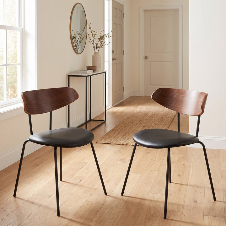 YOUNIKE Mid Century Modern Dining Chairs Set of 2 Sculpted Curved Wood Backrest