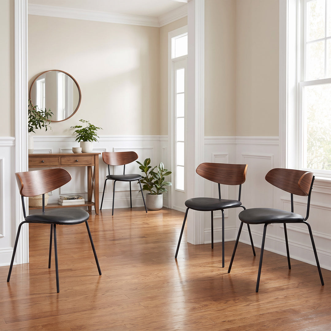 YOUNIKE Mid Century Modern Dining Chairs Set of 2 Sculpted Curved Wood Backrest