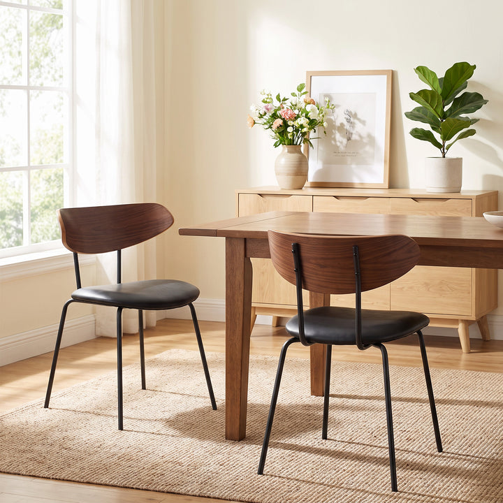 YOUNIKE Mid Century Modern Dining Chairs Set of 2 Sculpted Curved Wood Backrest