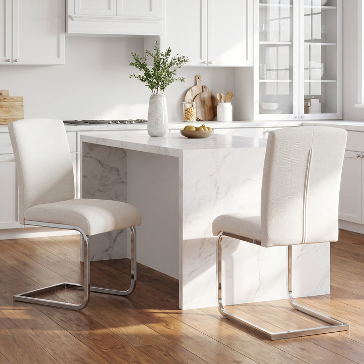 YOUNIKE Upholstered Dining Chairs Set of 2 with High Back Armless Cantilever Design