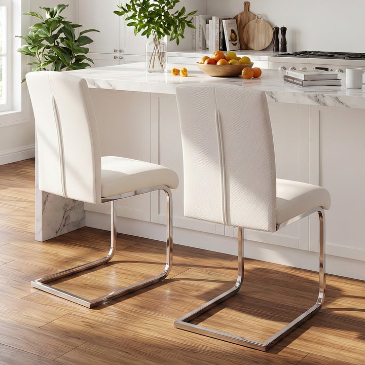 YOUNIKE Upholstered Dining Chairs Set of 2 with High Back Armless Cantilever Design