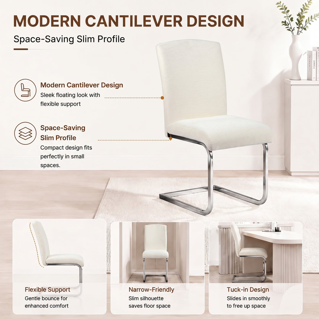 YOUNIKE Upholstered Dining Chairs Set of 2 with High Back Armless Cantilever Design