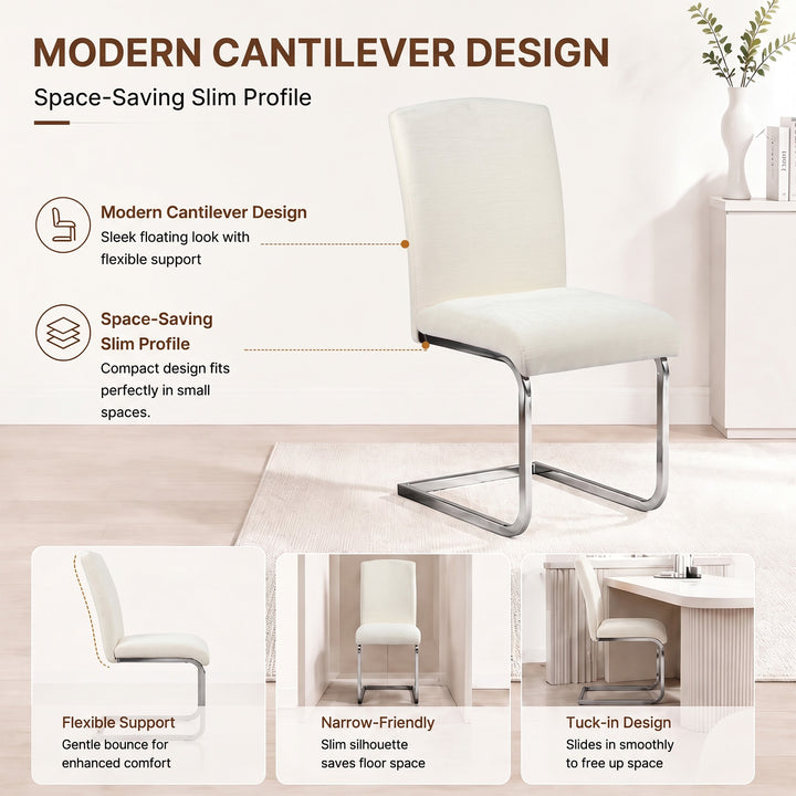 YOUNIKE Upholstered Dining Chairs Set of 2 with High Back Armless Cantilever Design