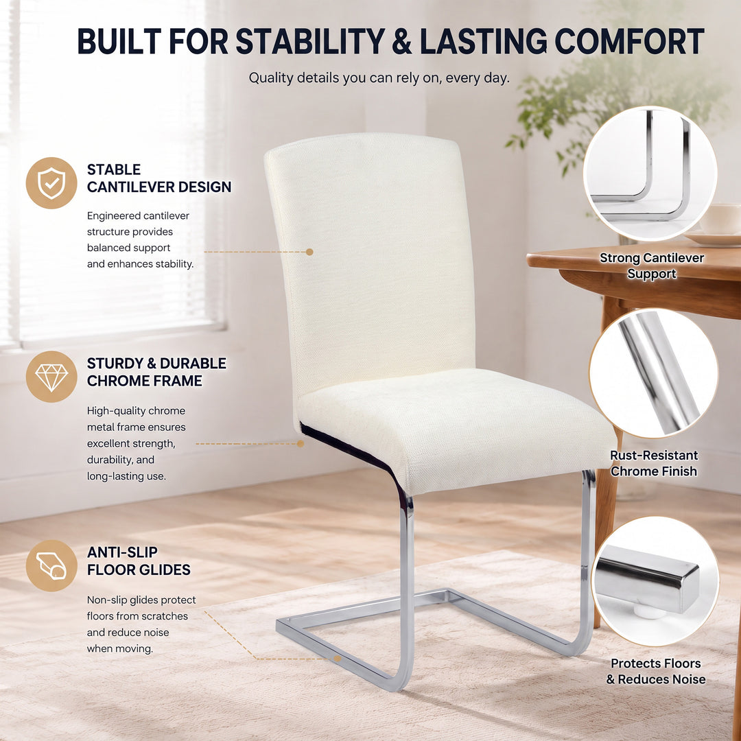 YOUNIKE Upholstered Dining Chairs Set of 2 with High Back Armless Cantilever Design