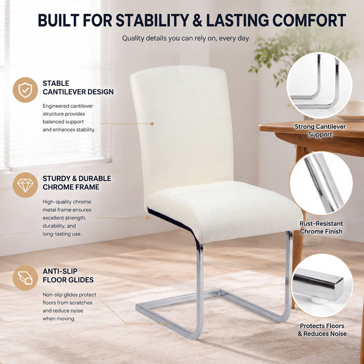 YOUNIKE Upholstered Dining Chairs Set of 2 with High Back Armless Cantilever Design