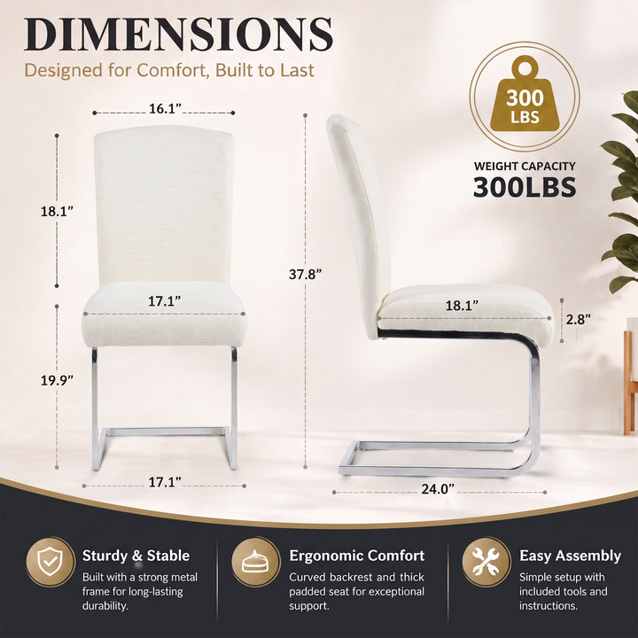 YOUNIKE Upholstered Dining Chairs Set of 2 with High Back Armless Cantilever Design