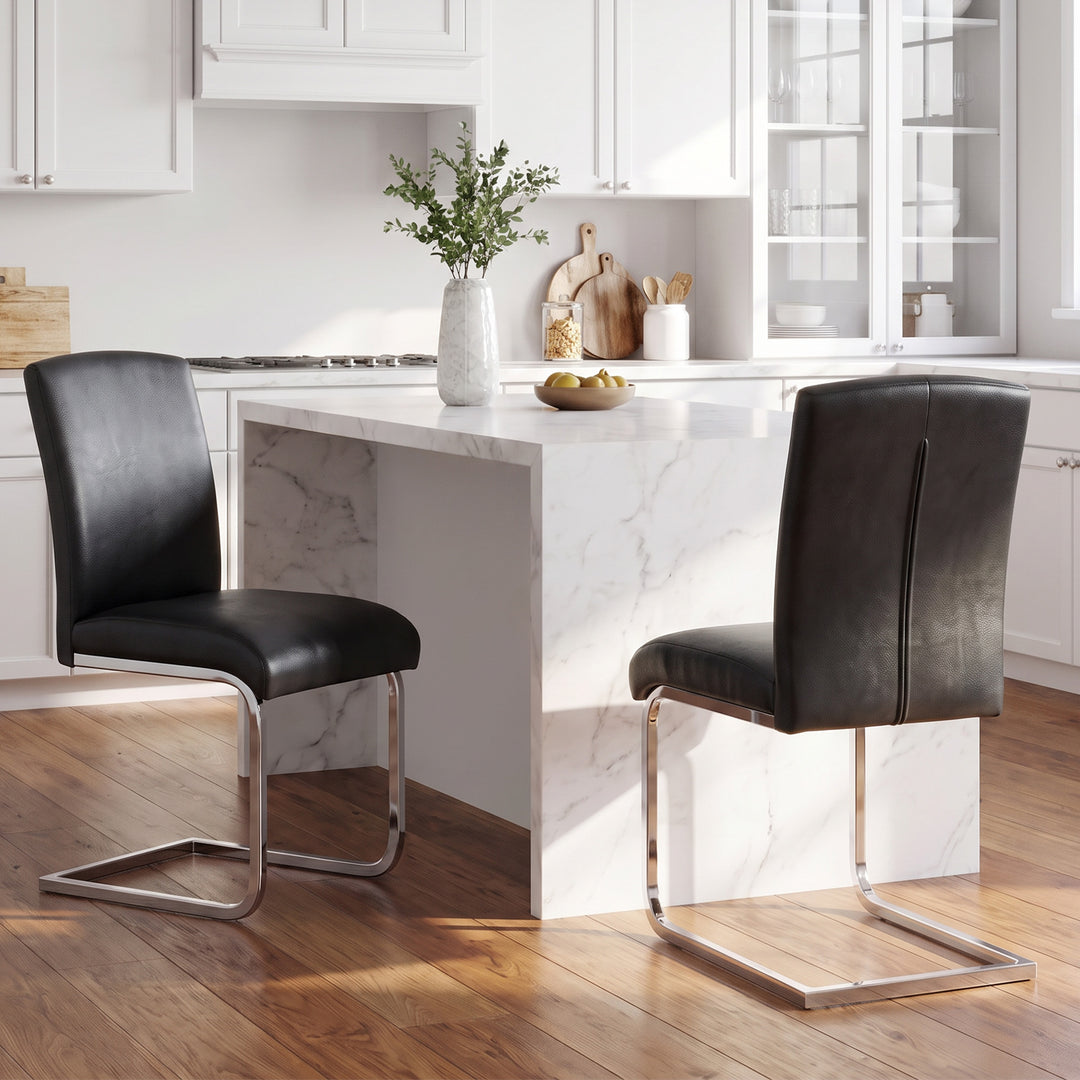 YOUNIKE Upholstered Dining Chairs Set of 2 with High Back Armless Cantilever Design