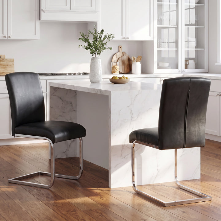 YOUNIKE Upholstered Dining Chairs Set of 2 with High Back Armless Cantilever Design