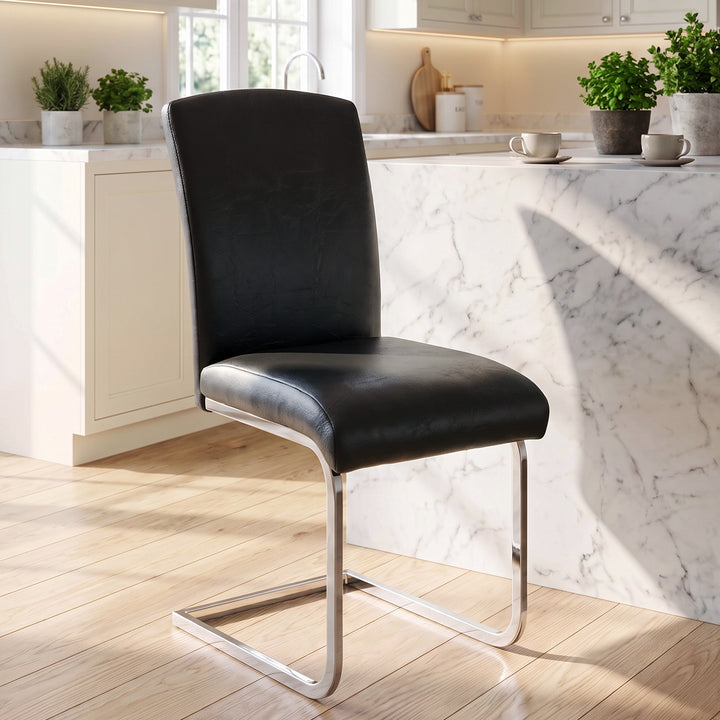YOUNIKE Upholstered Dining Chairs Set of 2 with High Back Armless Cantilever Design