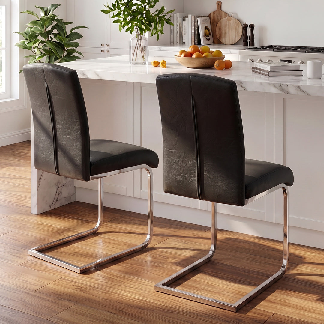 YOUNIKE Upholstered Dining Chairs Set of 2 with High Back Armless Cantilever Design