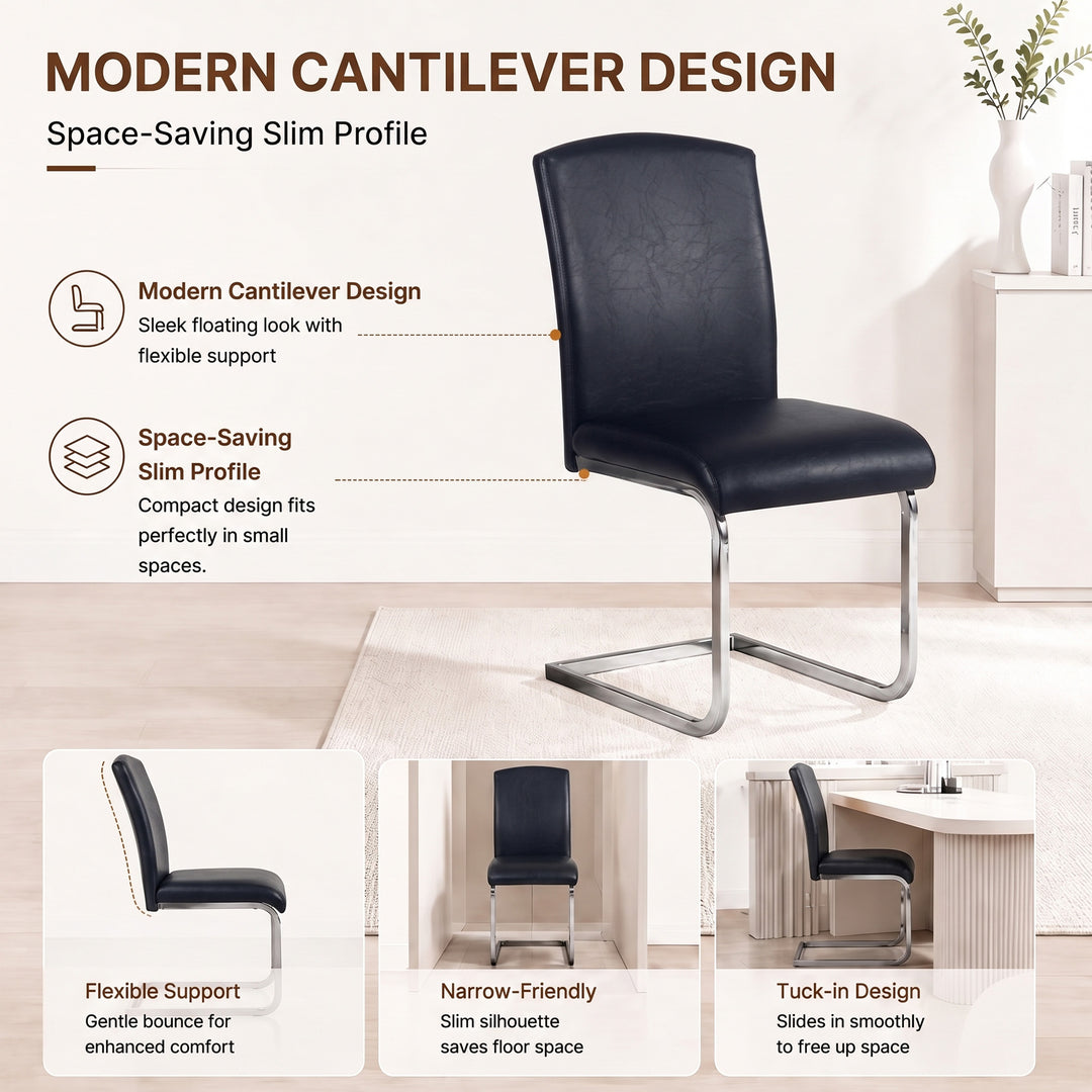 YOUNIKE Upholstered Dining Chairs Set of 2 with High Back Armless Cantilever Design