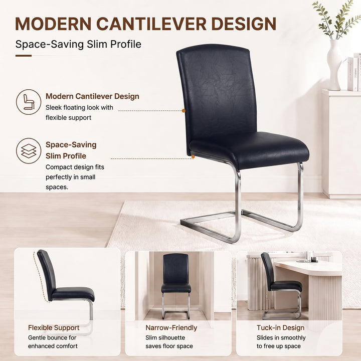 YOUNIKE Upholstered Dining Chairs Set of 2 with High Back Armless Cantilever Design