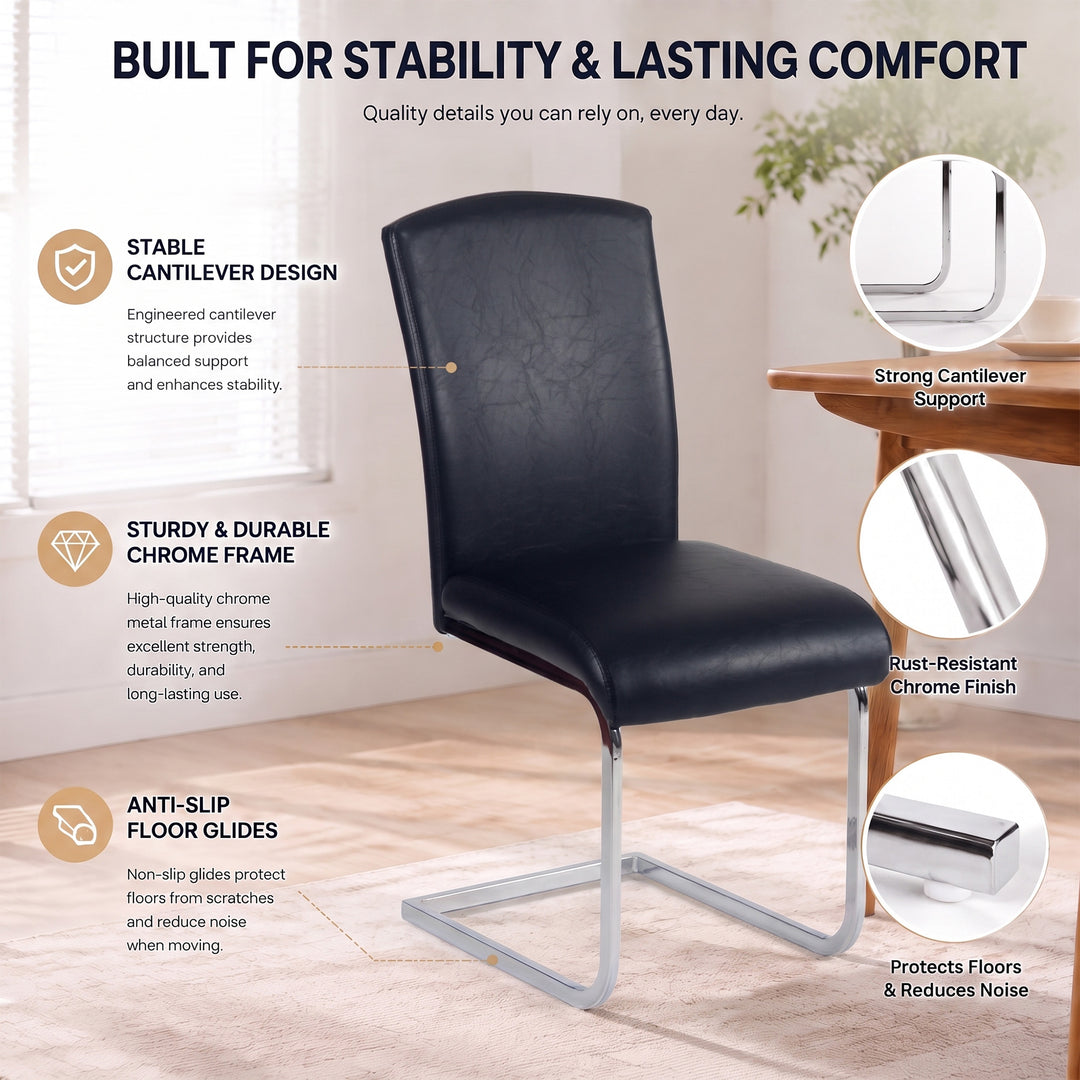 YOUNIKE Upholstered Dining Chairs Set of 2 with High Back Armless Cantilever Design