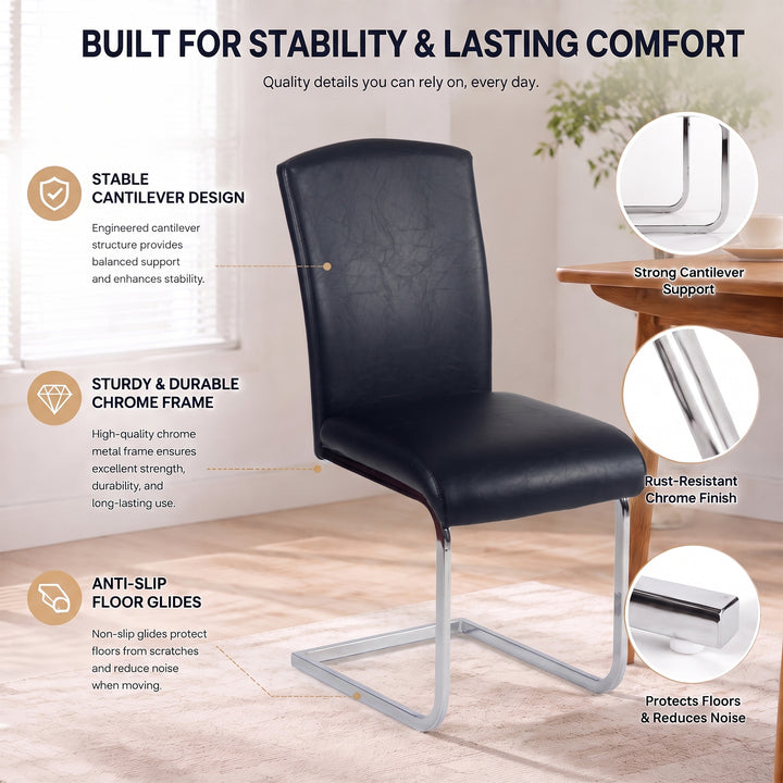 YOUNIKE Upholstered Dining Chairs Set of 2 with High Back Armless Cantilever Design