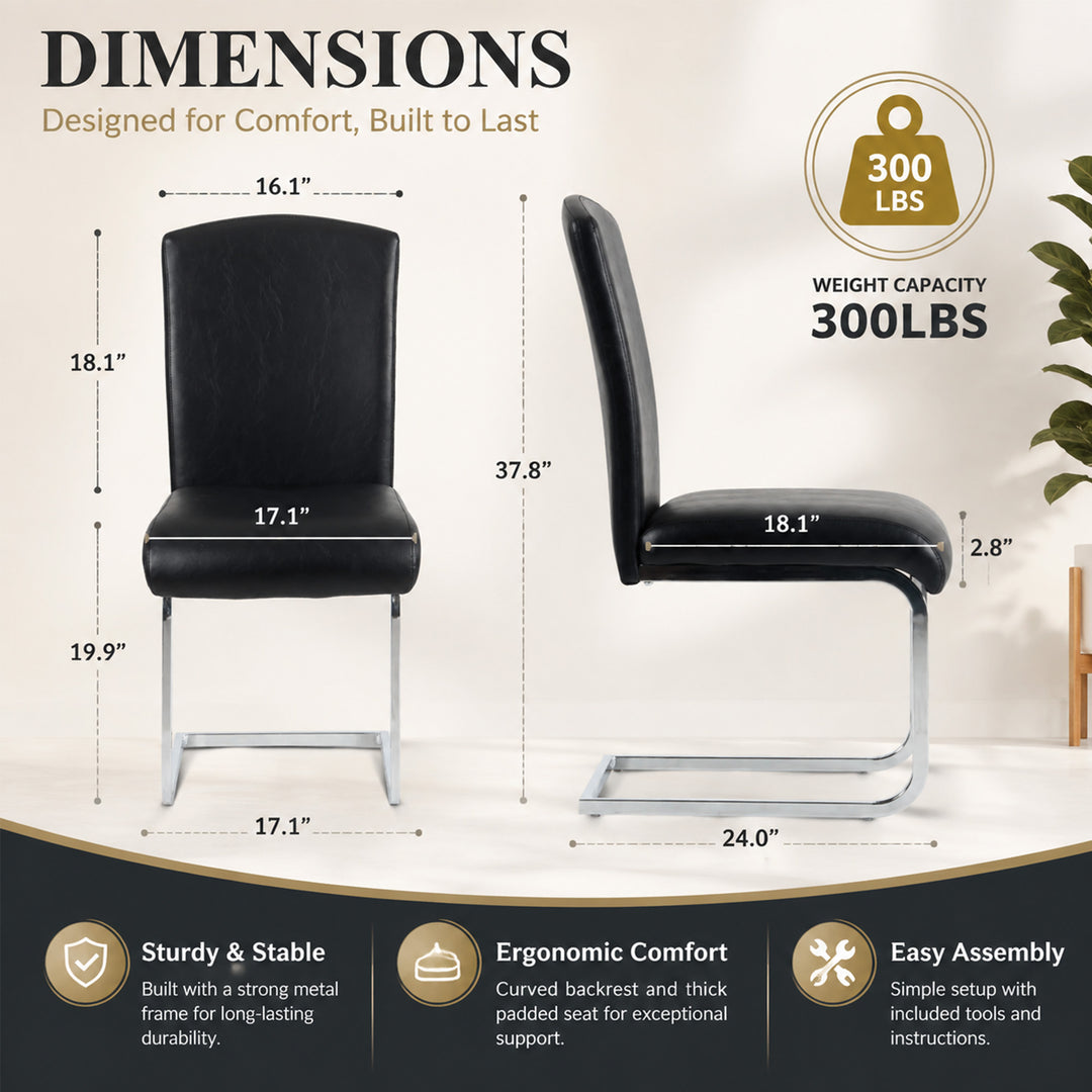 YOUNIKE Upholstered Dining Chairs Set of 2 with High Back Armless Cantilever Design