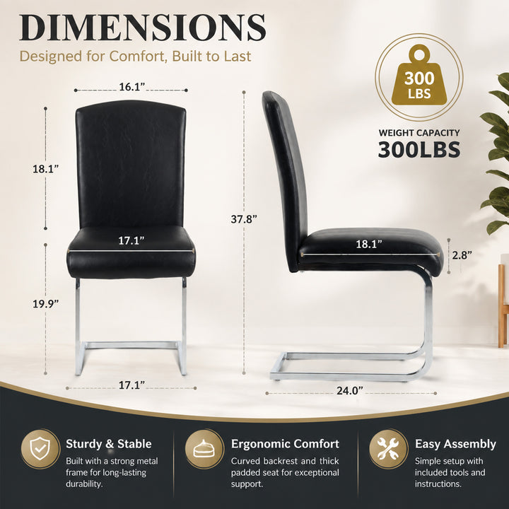 YOUNIKE Upholstered Dining Chairs Set of 2 with High Back Armless Cantilever Design