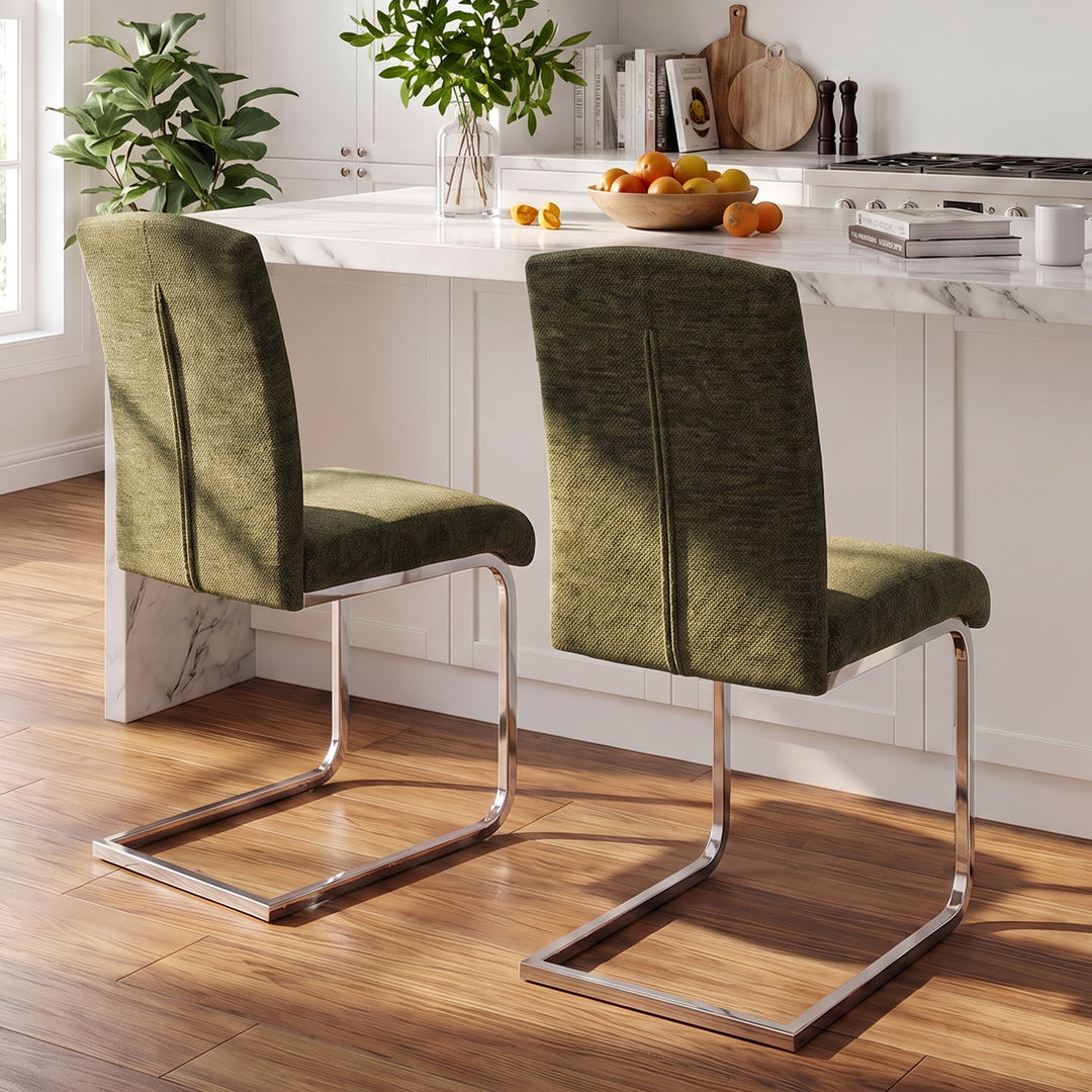 YOUNIKE Upholstered Dining Chairs Set of 2 with High Back Armless Cantilever Design