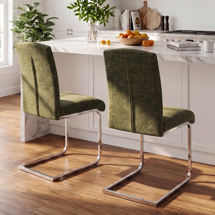 YOUNIKE Upholstered Dining Chairs Set of 2 with High Back Armless Cantilever Design