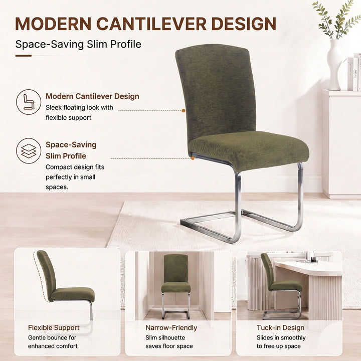 YOUNIKE Upholstered Dining Chairs Set of 2 with High Back Armless Cantilever Design