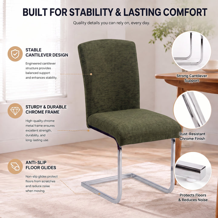 YOUNIKE Upholstered Dining Chairs Set of 2 with High Back Armless Cantilever Design