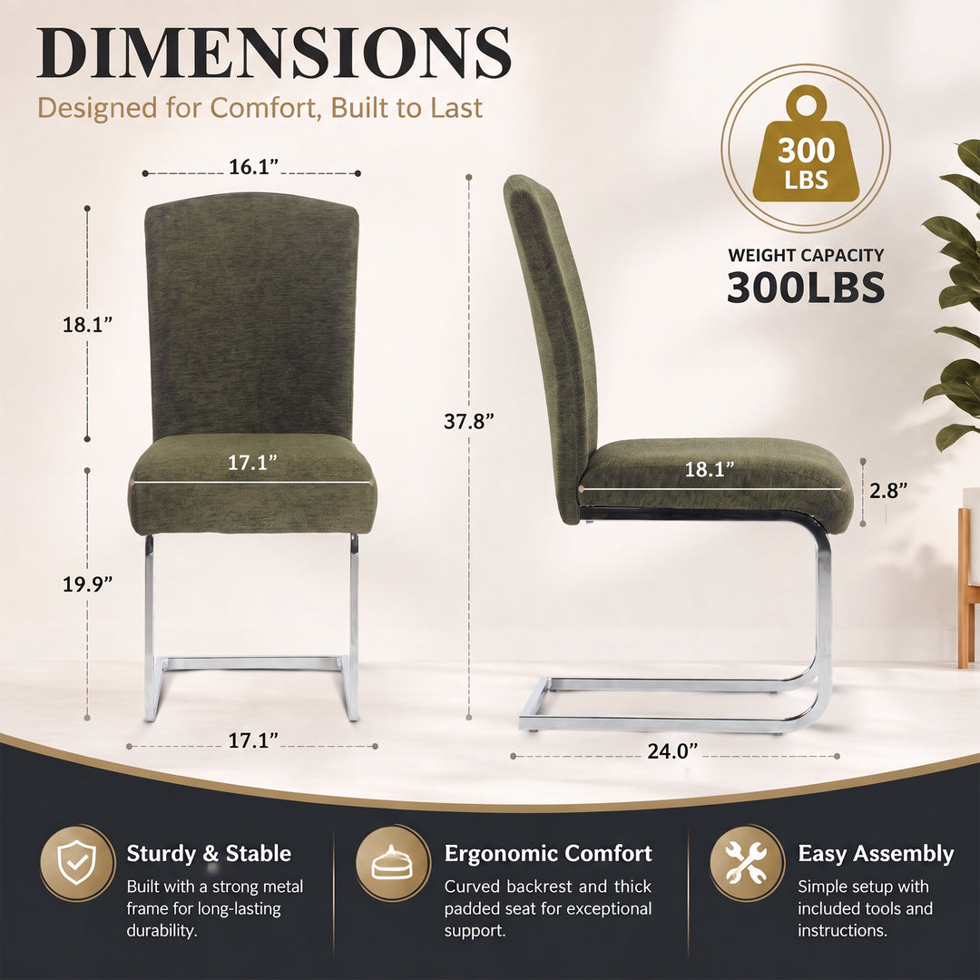 YOUNIKE Upholstered Dining Chairs Set of 2 with High Back Armless Cantilever Design