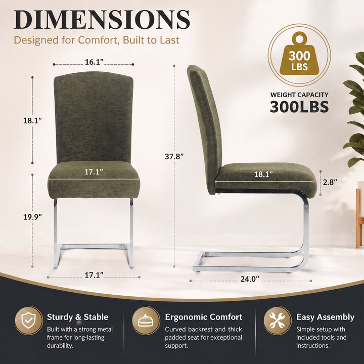YOUNIKE Upholstered Dining Chairs Set of 2 with High Back Armless Cantilever Design