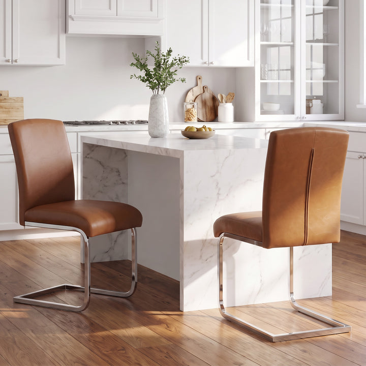 YOUNIKE Upholstered Dining Chairs Set of 2 with High Back Armless Cantilever Design