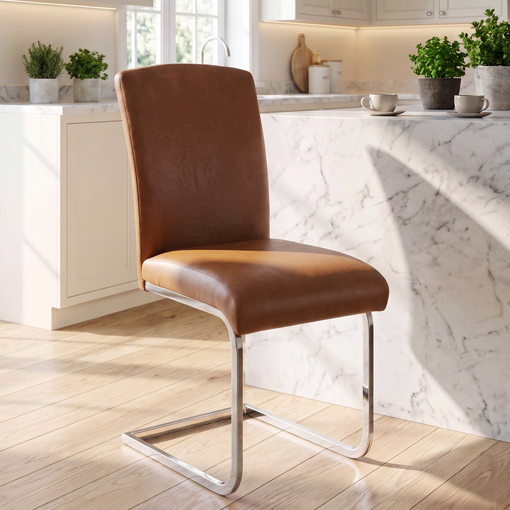 YOUNIKE Upholstered Dining Chairs Set of 2 with High Back Armless Cantilever Design