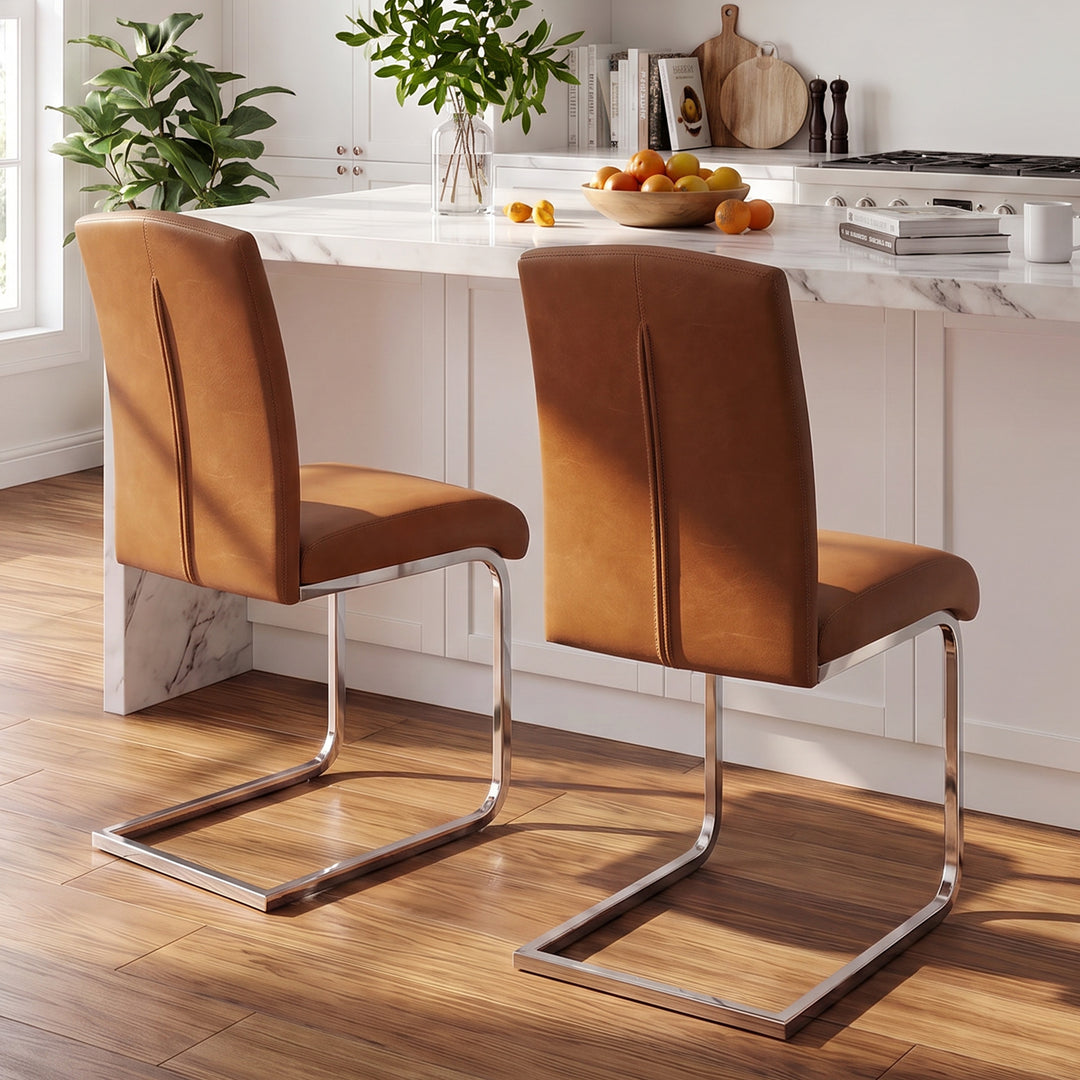 YOUNIKE Upholstered Dining Chairs Set of 2 with High Back Armless Cantilever Design