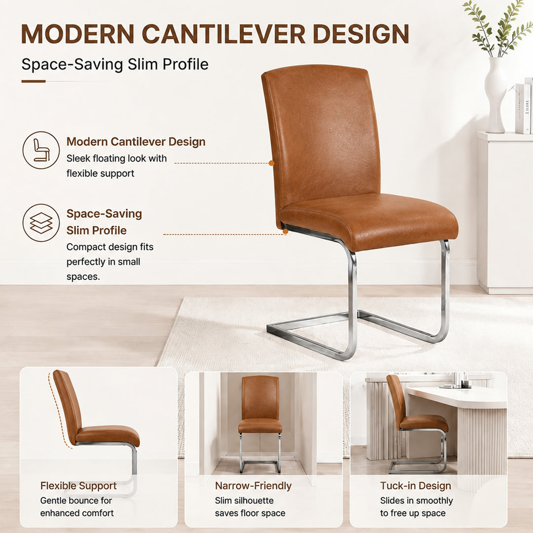 YOUNIKE Upholstered Dining Chairs Set of 2 with High Back Armless Cantilever Design
