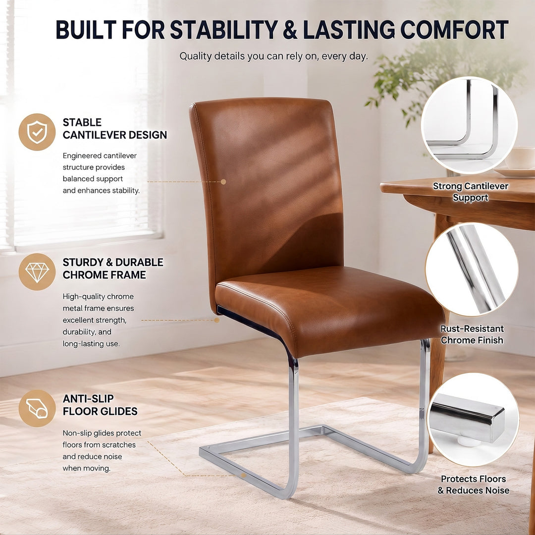 YOUNIKE Upholstered Dining Chairs Set of 2 with High Back Armless Cantilever Design