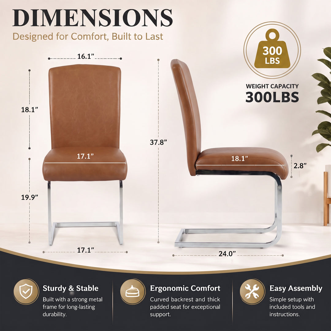 YOUNIKE Upholstered Dining Chairs Set of 2 with High Back Armless Cantilever Design