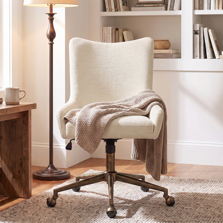 YOUNIKE Modern Office Chair Executive Desk Chair with Curved Backrest Adjustable Height Swivel Rolling Office Chair