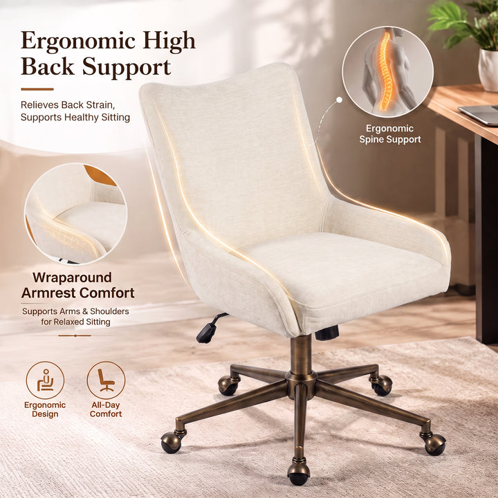 YOUNIKE Modern Office Chair Executive Desk Chair with Curved Backrest Adjustable Height Swivel Rolling Office Chair