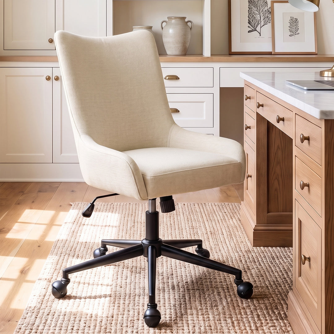 YOUNIKE Modern Office Chair Executive Desk Chair with Curved Backrest Adjustable Height Swivel Rolling Office Chair