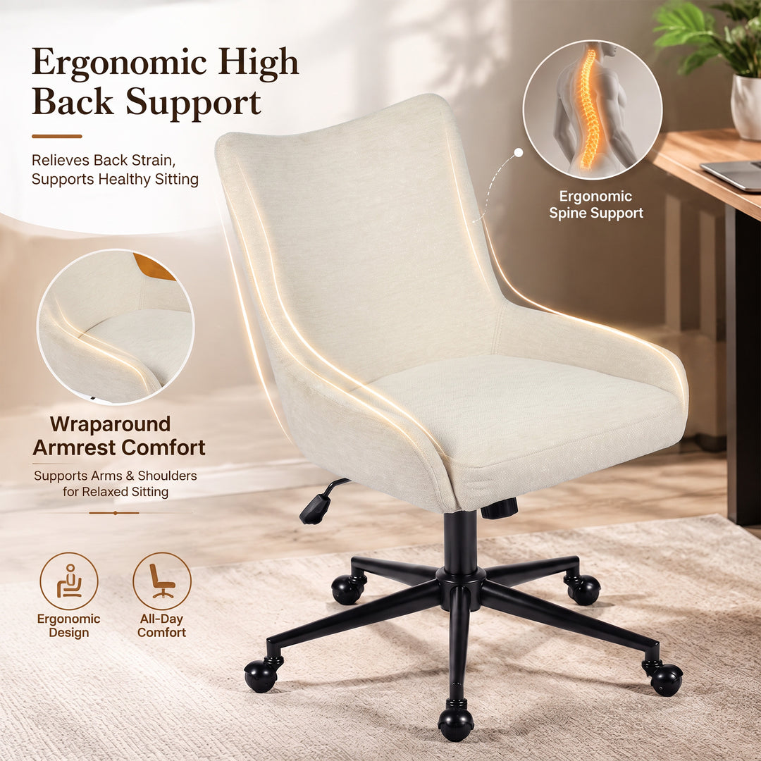 YOUNIKE Modern Office Chair Executive Desk Chair with Curved Backrest Adjustable Height Swivel Rolling Office Chair