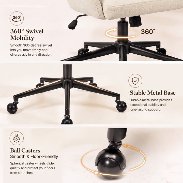 YOUNIKE Modern Office Chair Executive Desk Chair with Curved Backrest Adjustable Height Swivel Rolling Office Chair