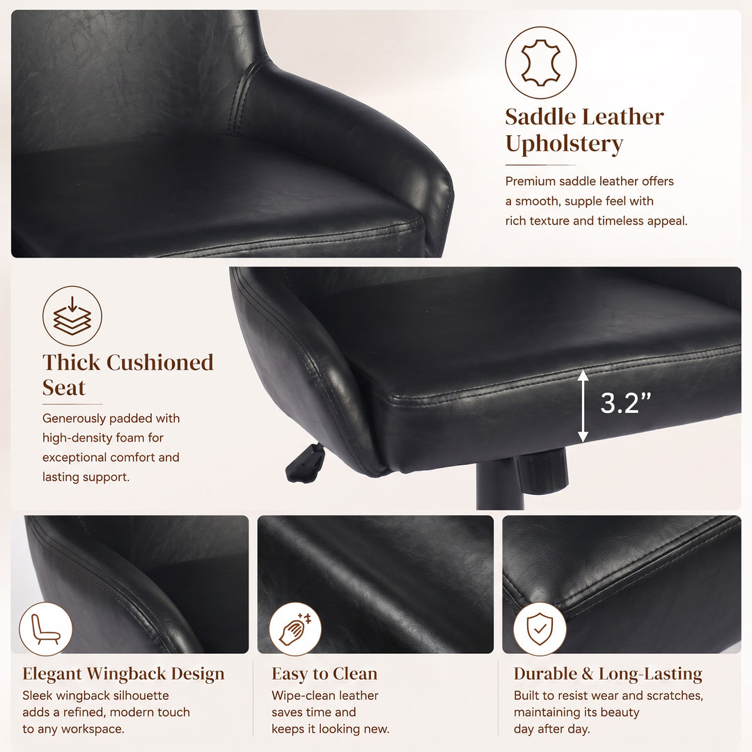 YOUNIKE Modern Office Chair Executive Desk Chair with Curved Backrest Adjustable Height Swivel Rolling Office Chair